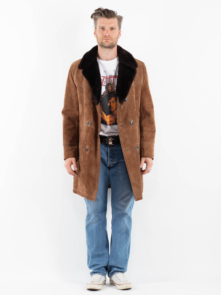 Vintage 70's Men Suede Sherpa Coat in BrownZ1793