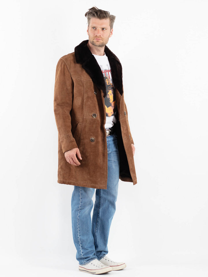 Vintage 70's Men Suede Sherpa Coat in BrownZ1793