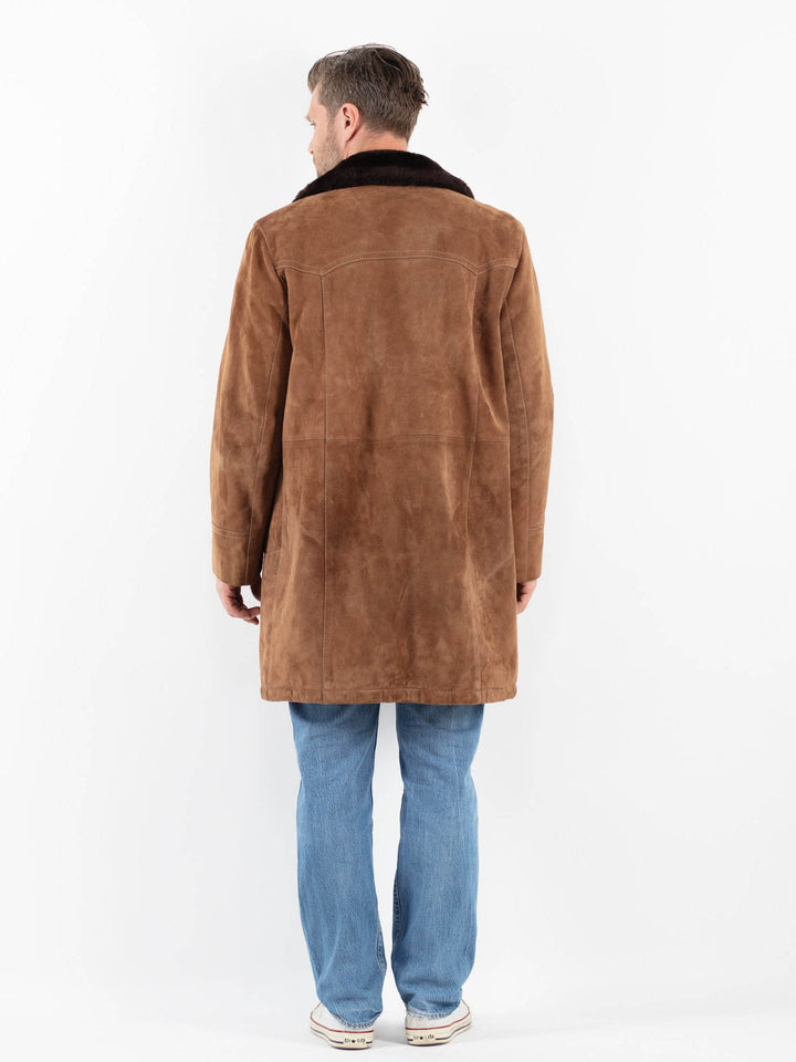 Vintage 70's Men Suede Sherpa Coat in BrownZ1793