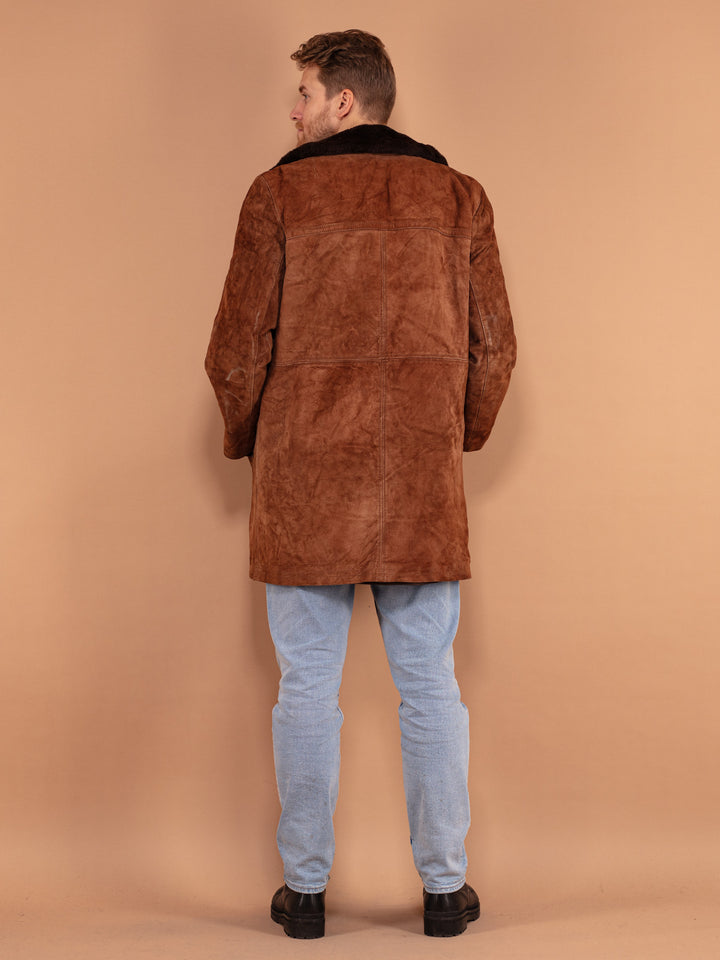 Vintage 70's Men Suede Sherpa Coat in Brown