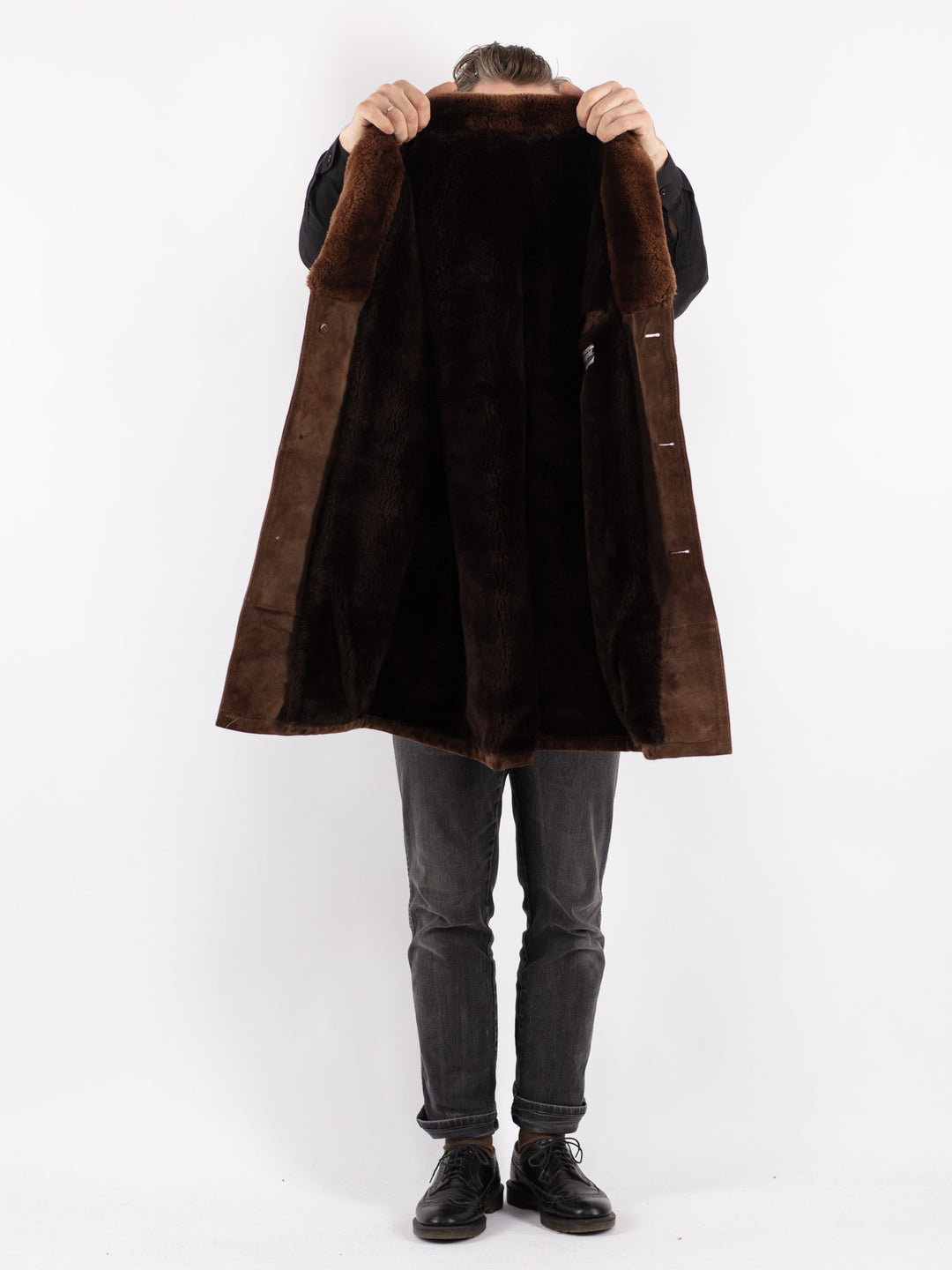 Vintage 70's Men Suede Sherpa in BrownZ228
