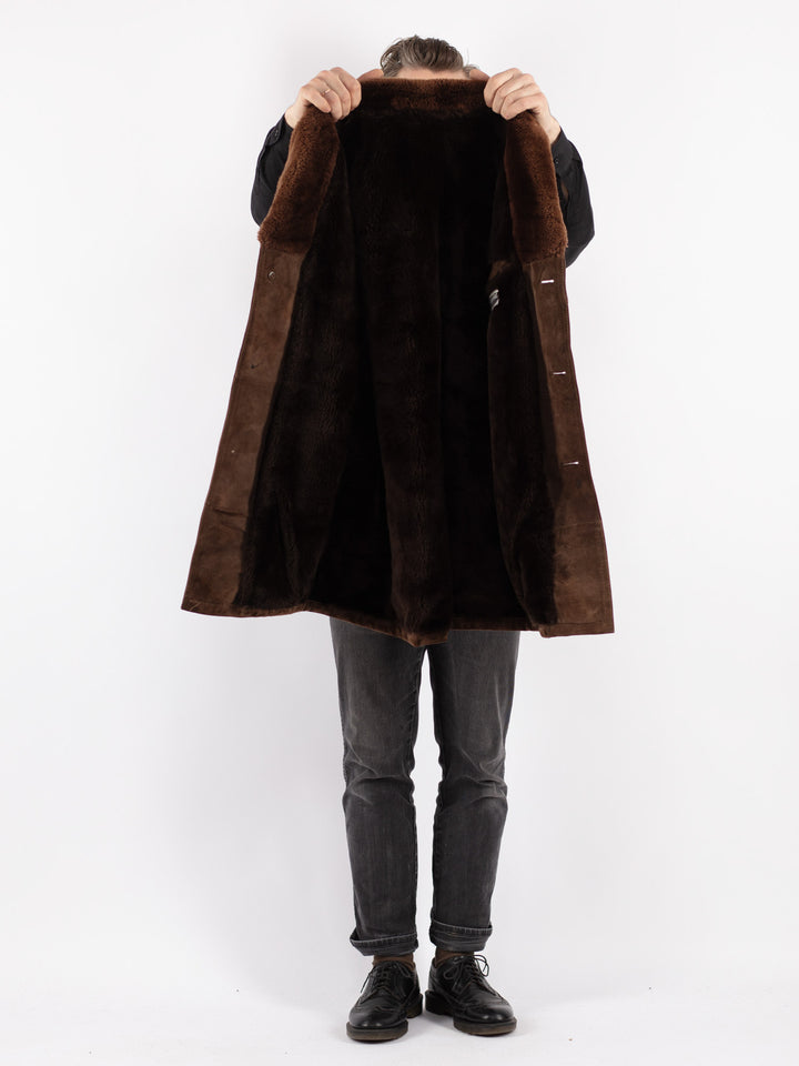 Vintage 70's Men Suede Sherpa in BrownZ228