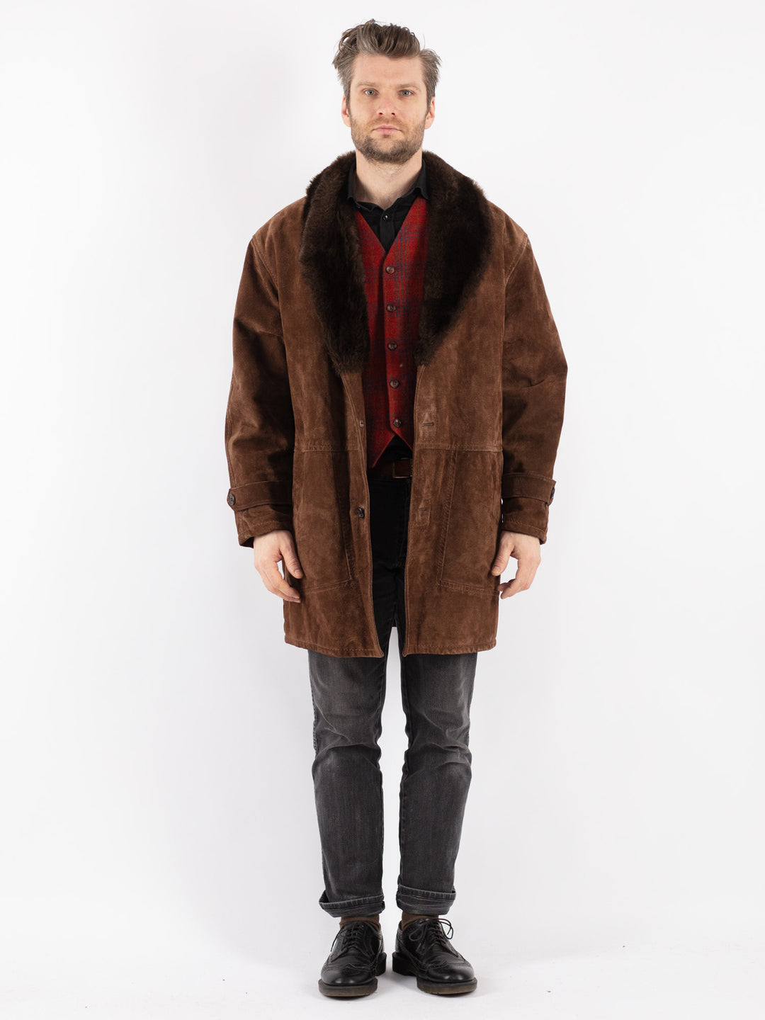 Vintage 70's Men Suede Sherpa in Brown