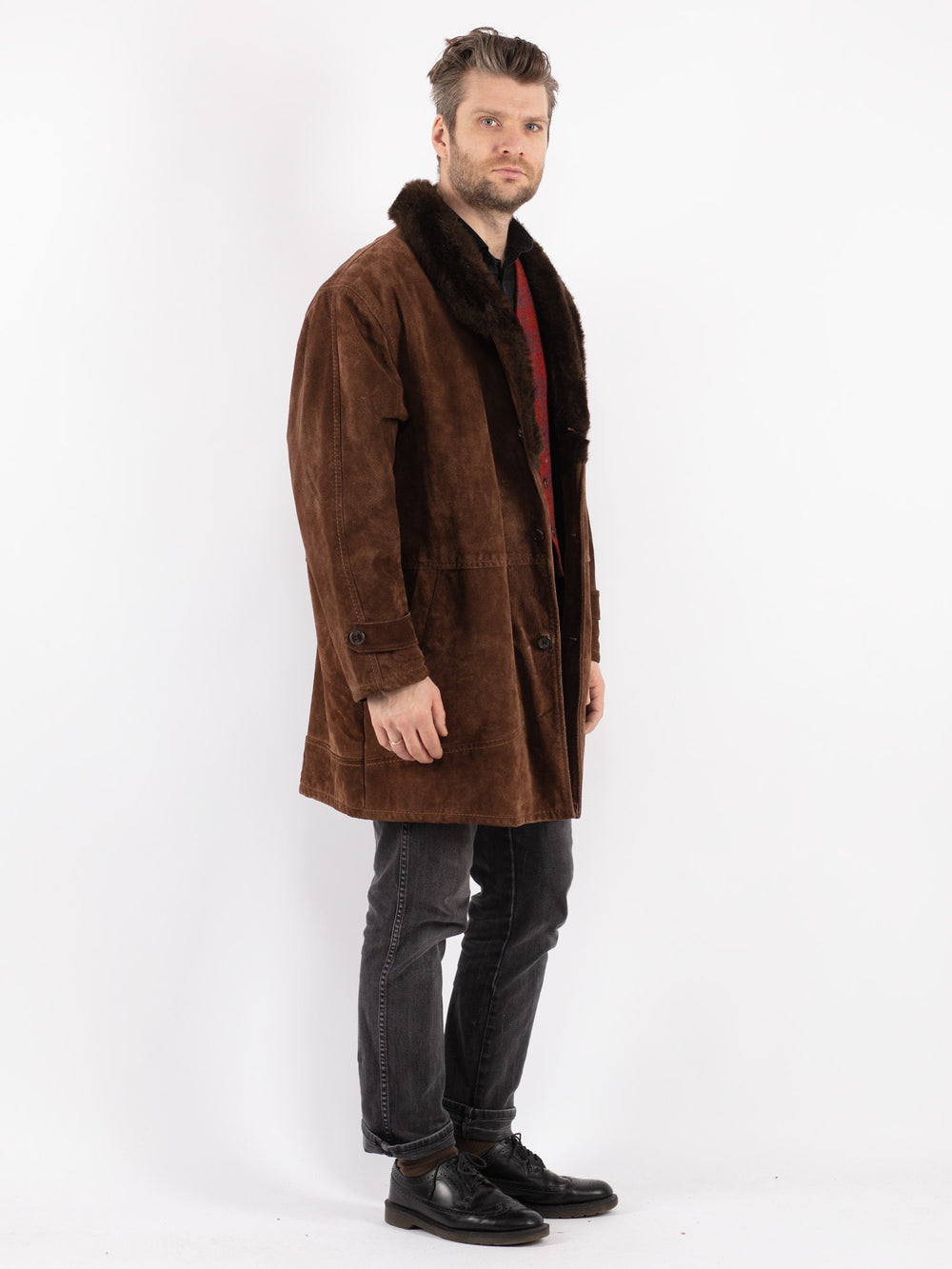 Vintage 70's Men Suede Sherpa in Brown