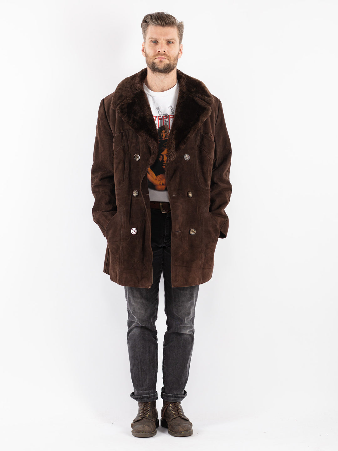 Vintage 70's Men Suede Sherpa in Brown
