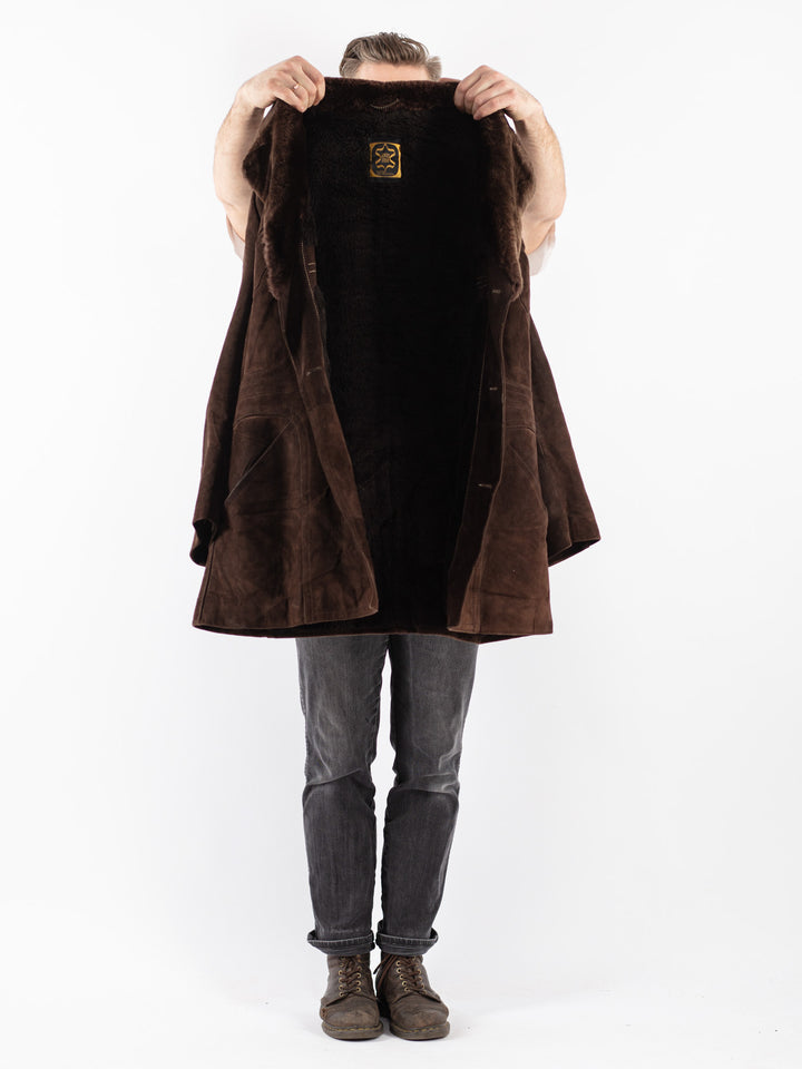 Vintage 70's Men Suede Sherpa in Brown