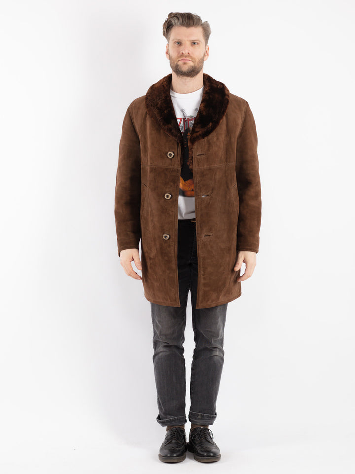 Vintage 70's Men Suede Sherpa Coat in Brown