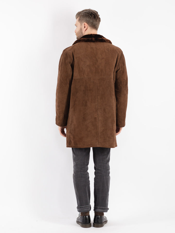 Vintage 70's Men Suede Sherpa Coat in Brown
