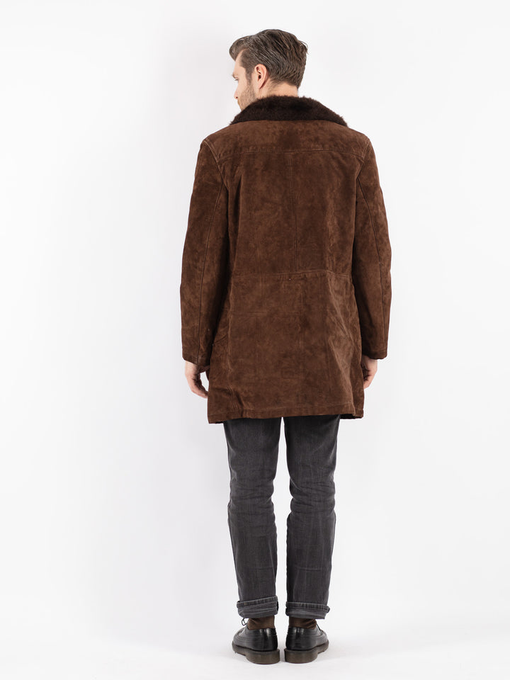 Vintage 70's Men Suede Sherpa Coat in Brown
