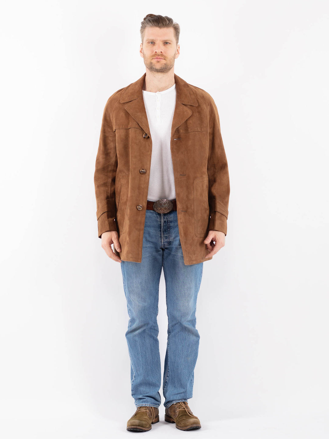 Vintage 70's Men Suede Sherpa Jacket in BrownZ1413