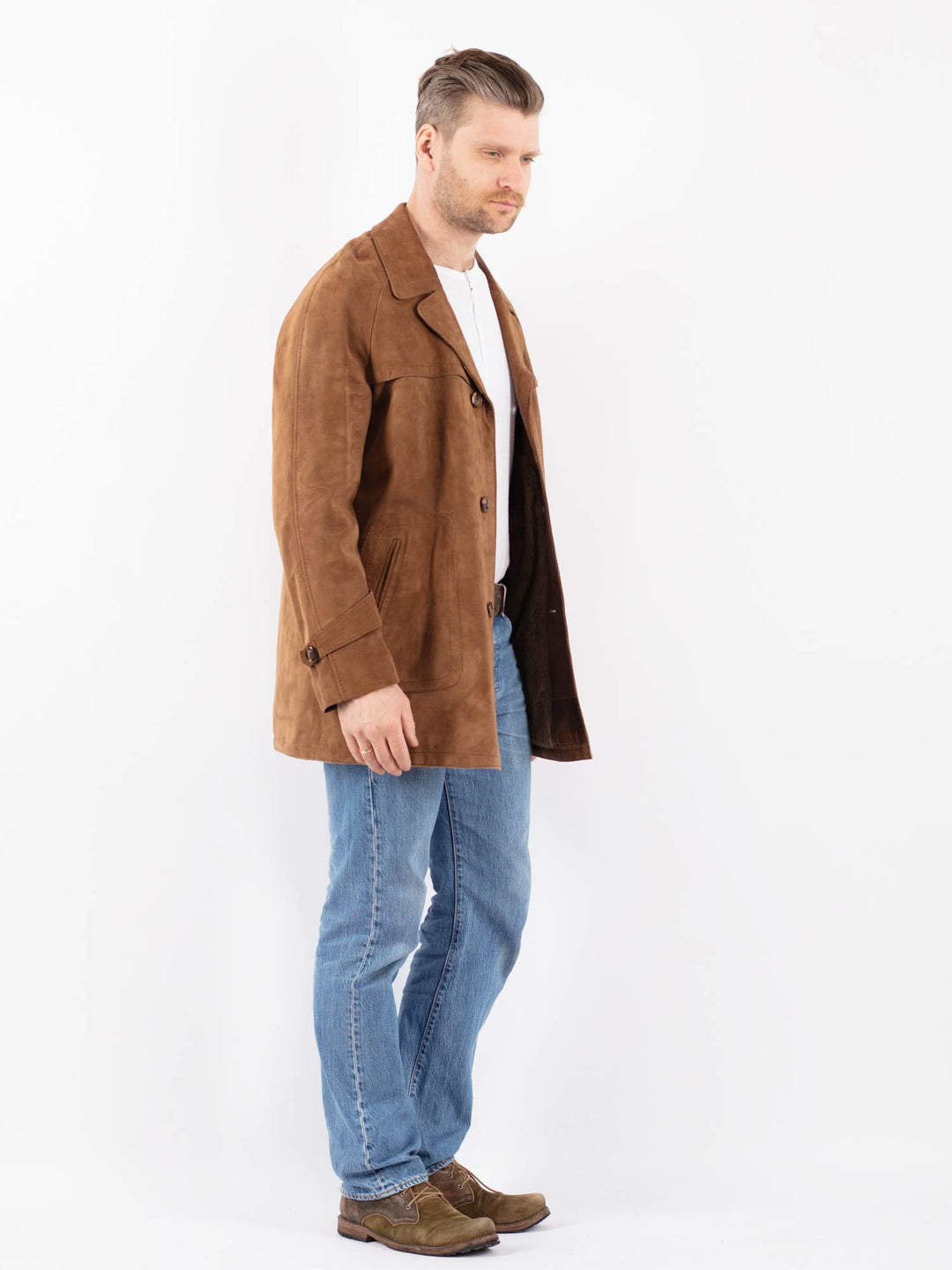 Vintage 70's Men Suede Sherpa Jacket in BrownZ1413