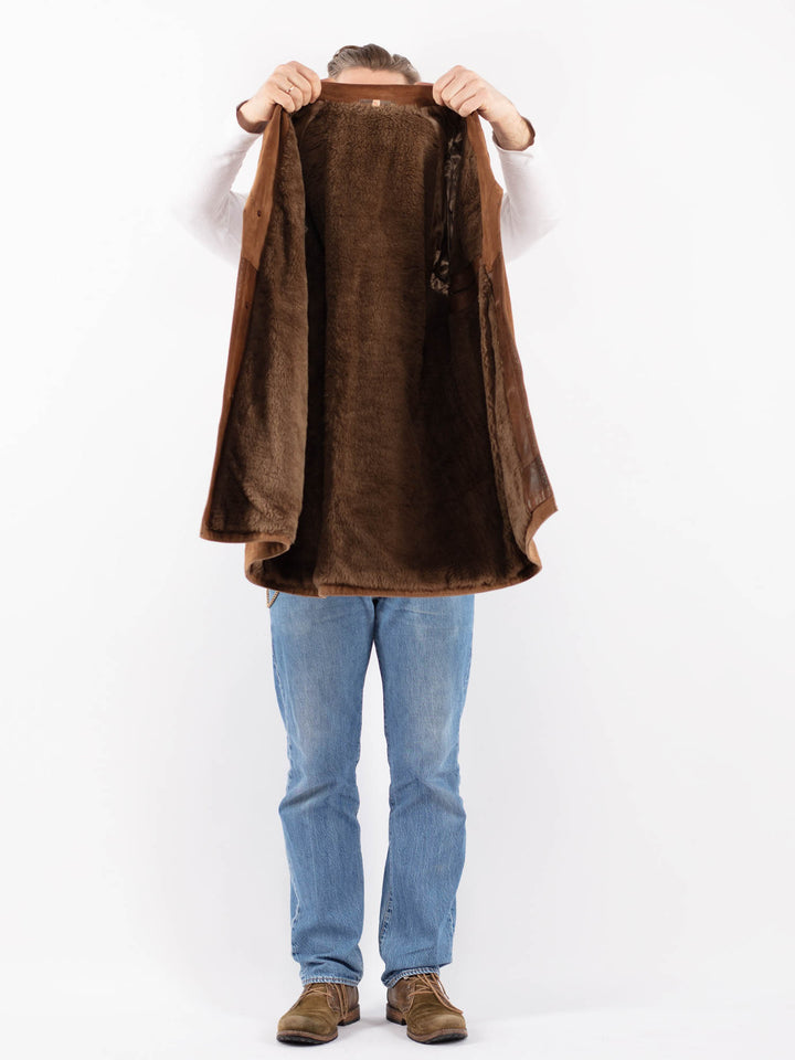 Vintage 70's Men Suede Sherpa Jacket in BrownZ1413