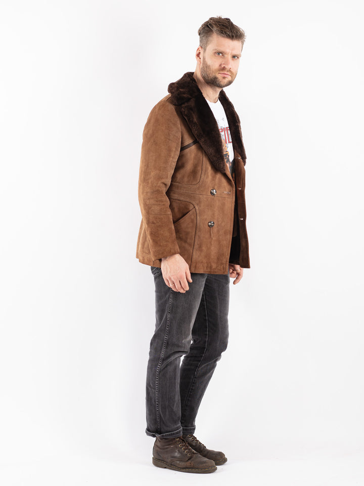 Vintage 70's Men Suede Sherpa Jacket in Brown