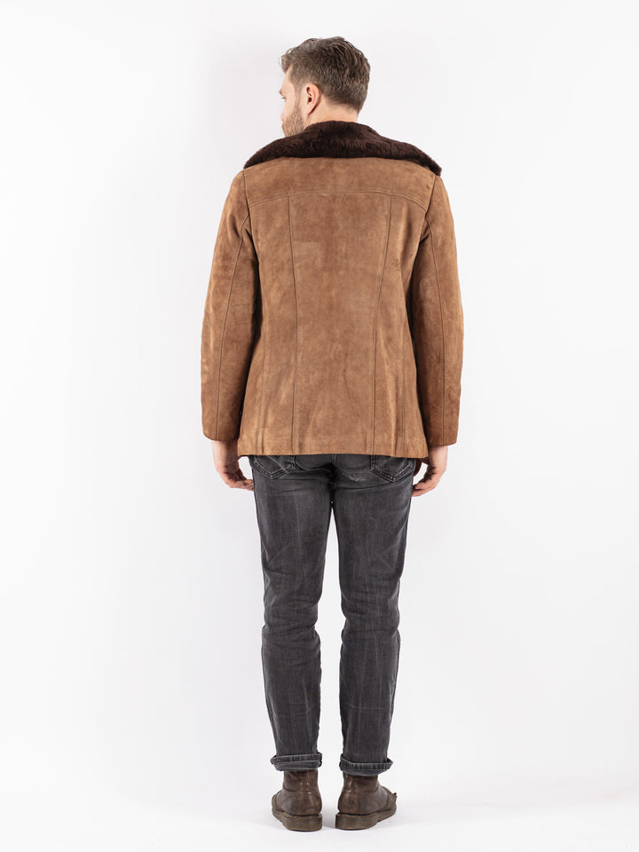 Vintage 70's Men Suede Sherpa Jacket in Brown