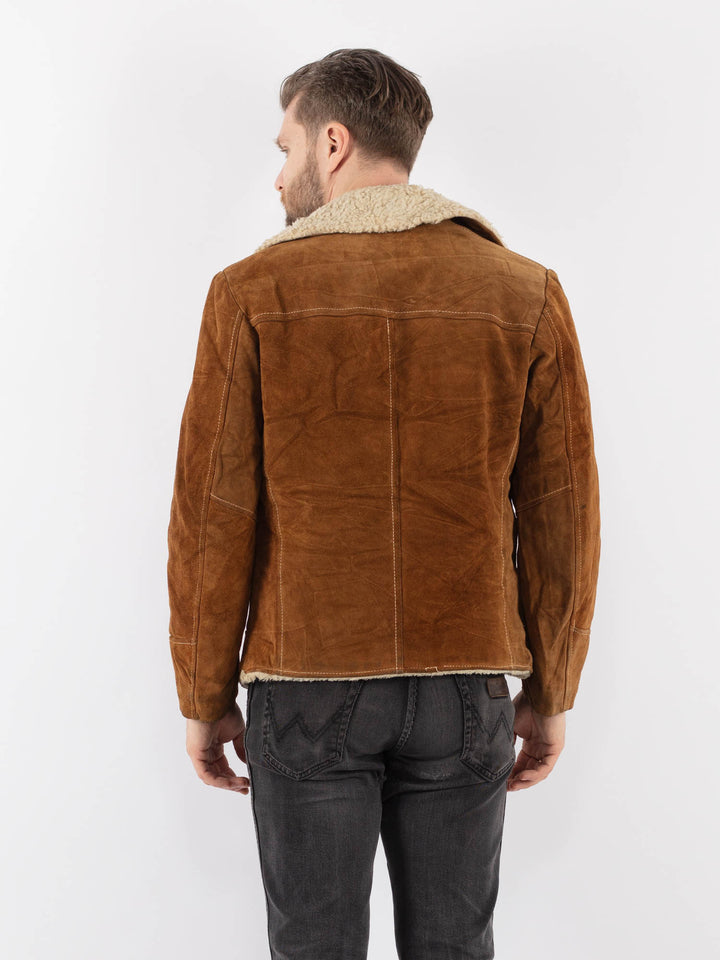 Vintage 70's Men Suede Sherpa Jacket in BrownZ995