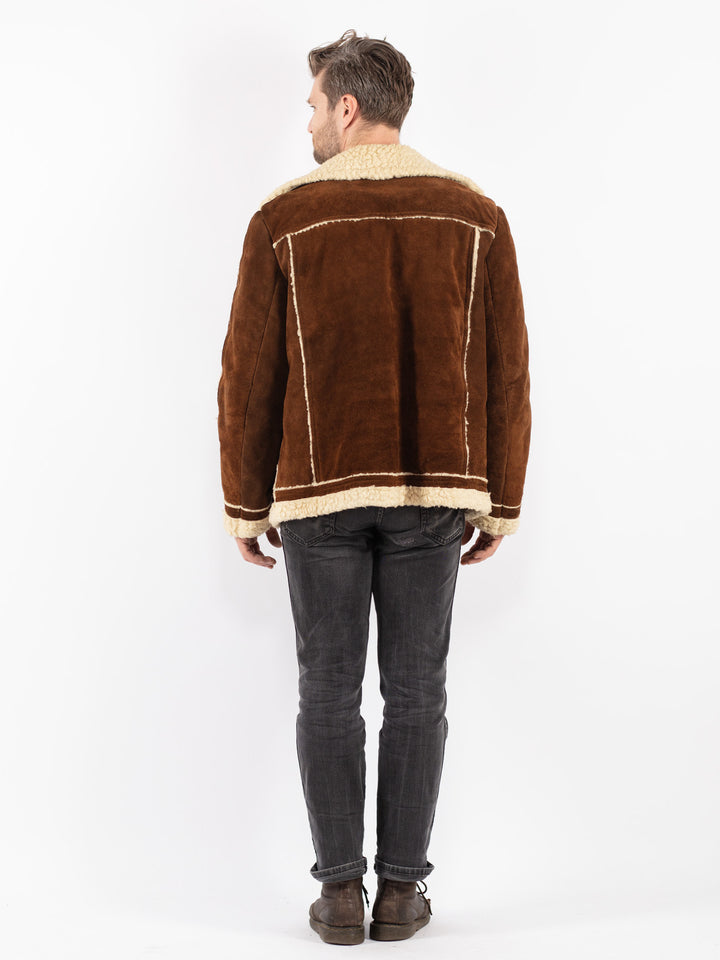 Vintage 70's Men Suede Sherpa Jacket in Brown
