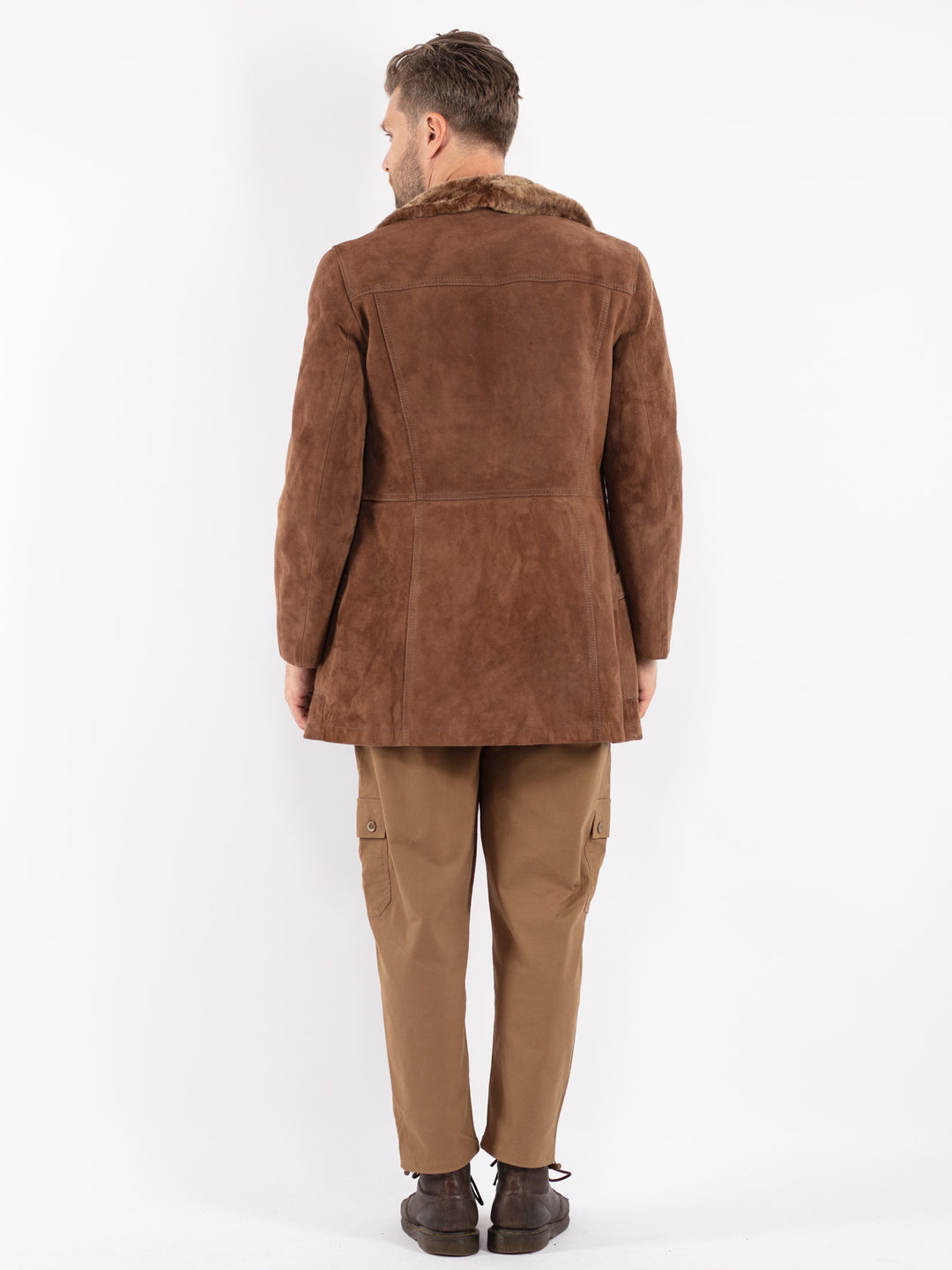 Vintage 70's Men Suede Sherpa Coat in Brown
