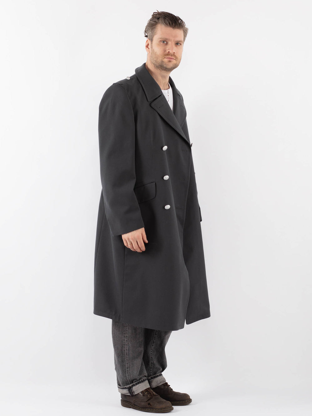 Vintage 70's Men Trench Coat in GrayZ1097