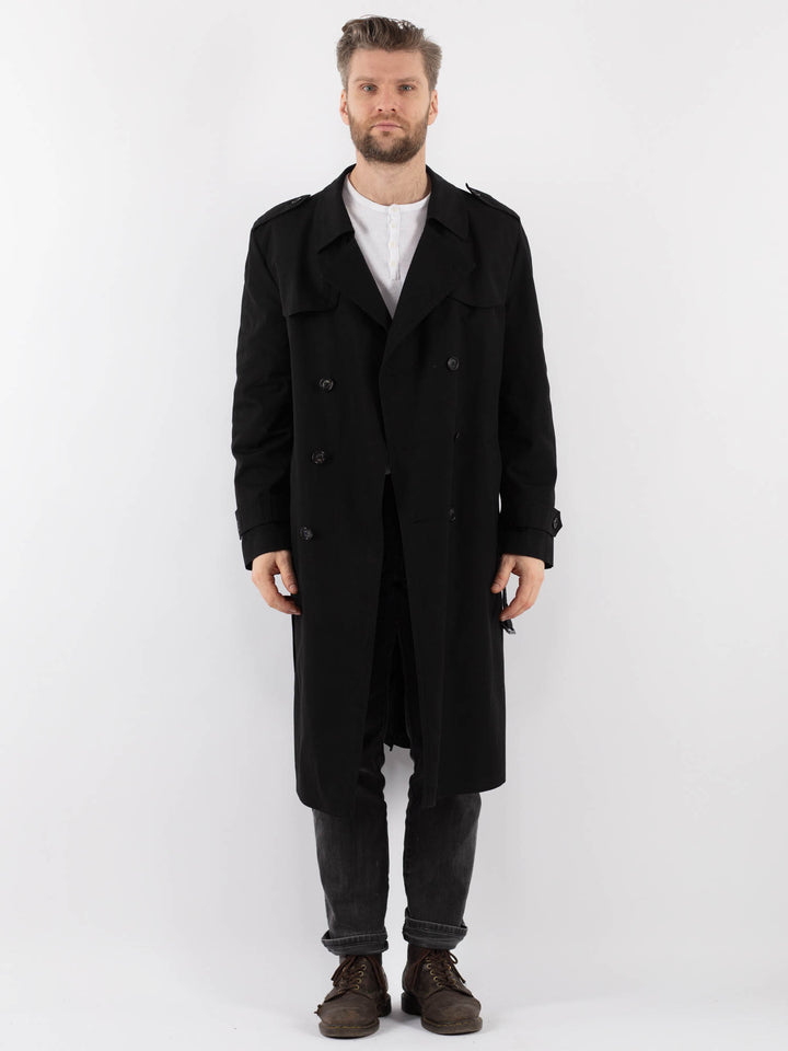 Vintage 70's Men Trench Coat in BlackZ936