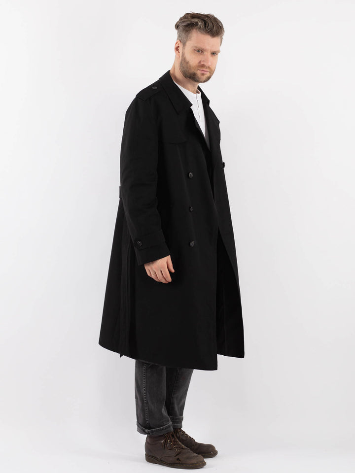 Vintage 70's Men Trench Coat in BlackZ936
