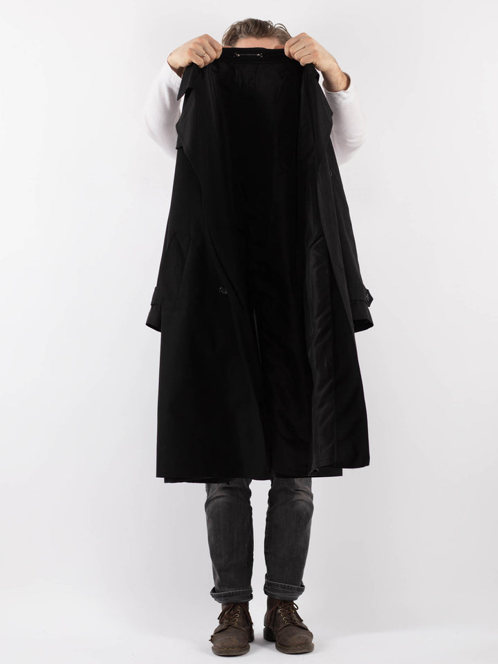 Vintage 70's Men Trench Coat in BlackZ936