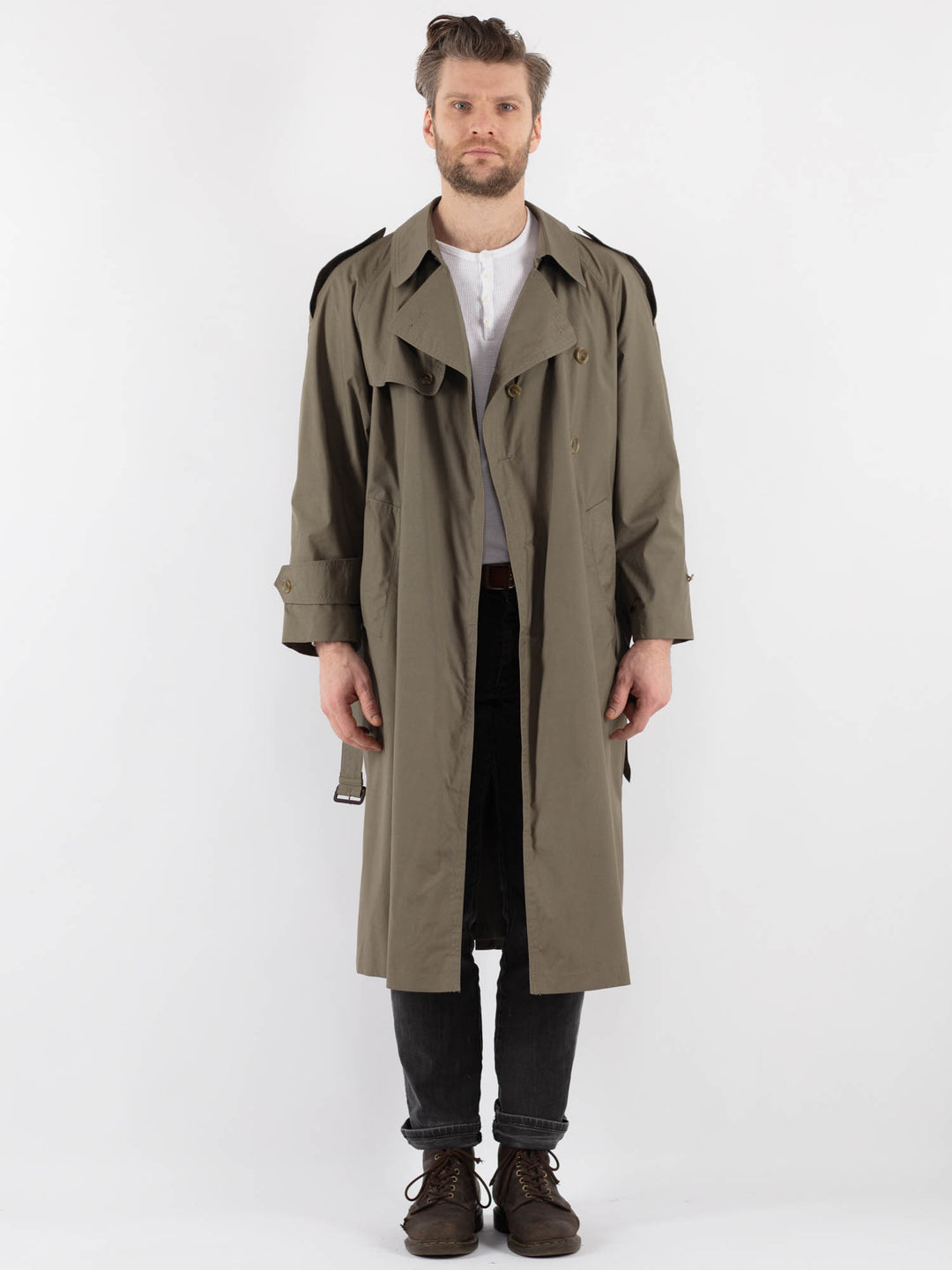 Vintage 70's Men Trench Coat in KhakiZ805