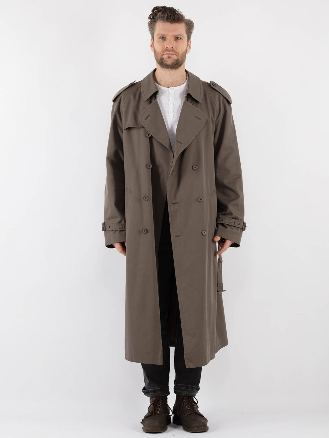 Vintage 70's Men Trench Coat in Khaki - NorthernGrip