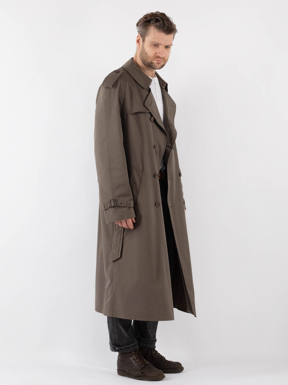 Vintage 70's Men Trench Coat in Khaki - NorthernGrip