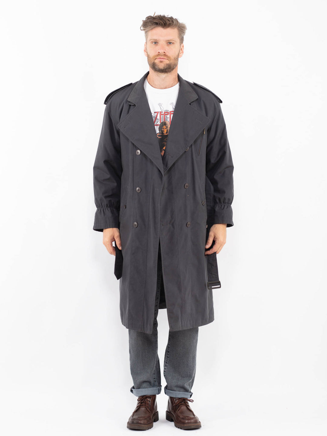 Vintage 70's Men Trench Coat in GrayZ2311