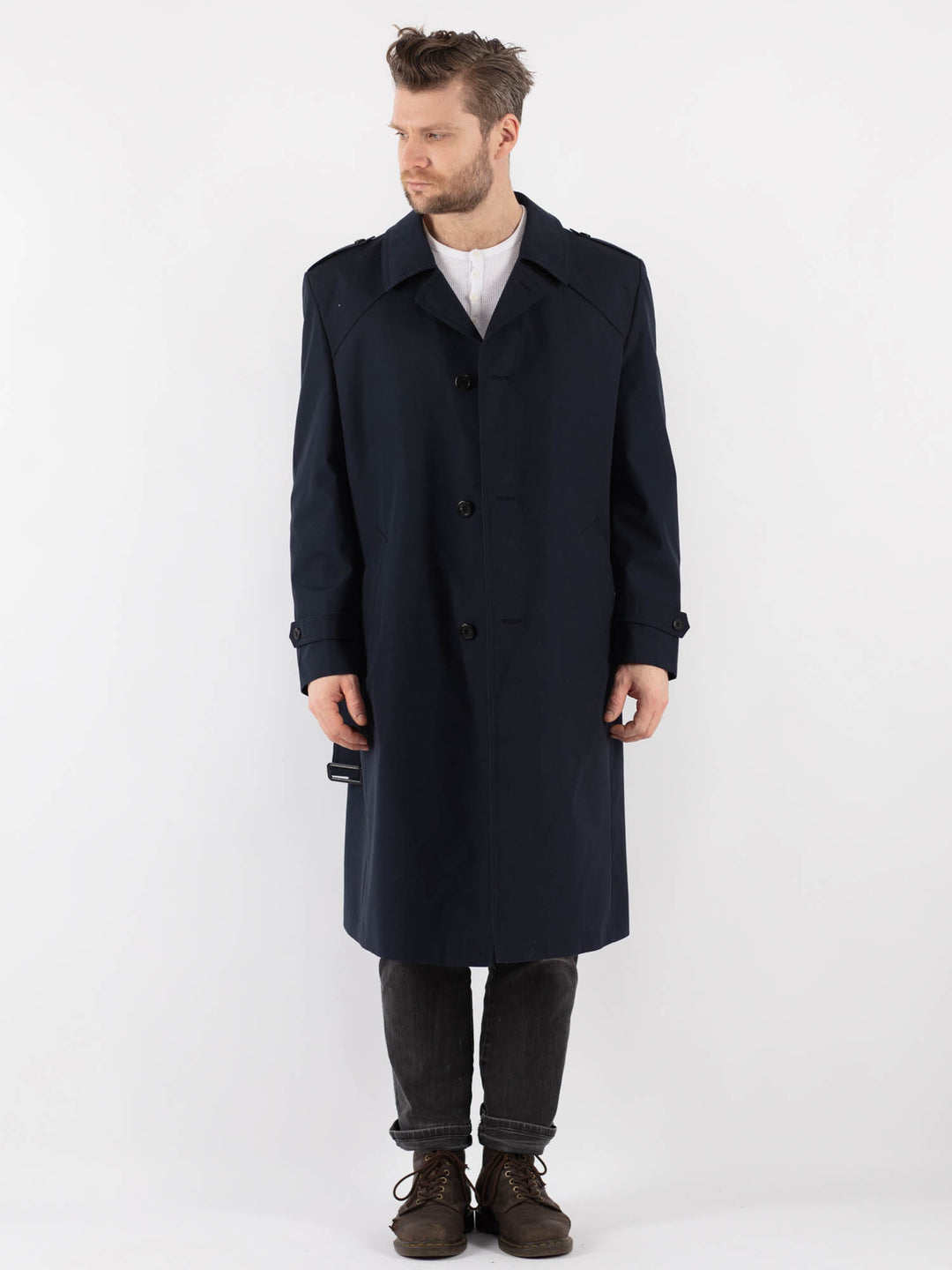 Vintage 70's Men Trench Coat in Blue