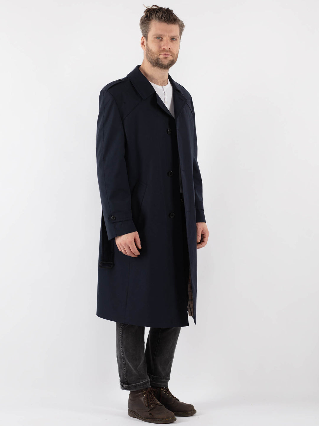 Vintage 70's Men Trench Coat in Blue