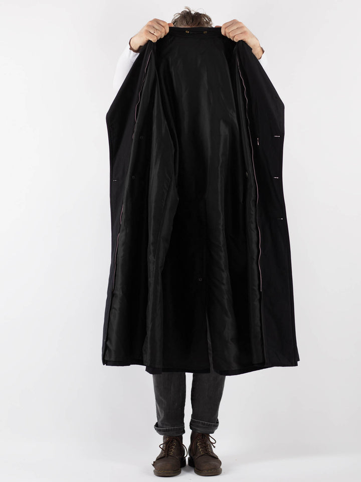 Vintage 70's Men Trench Coat in Black