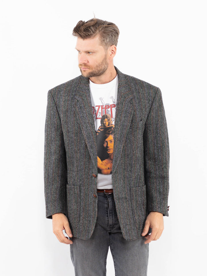 Vintage 90's Men Harris Tweed Jacket in Gray