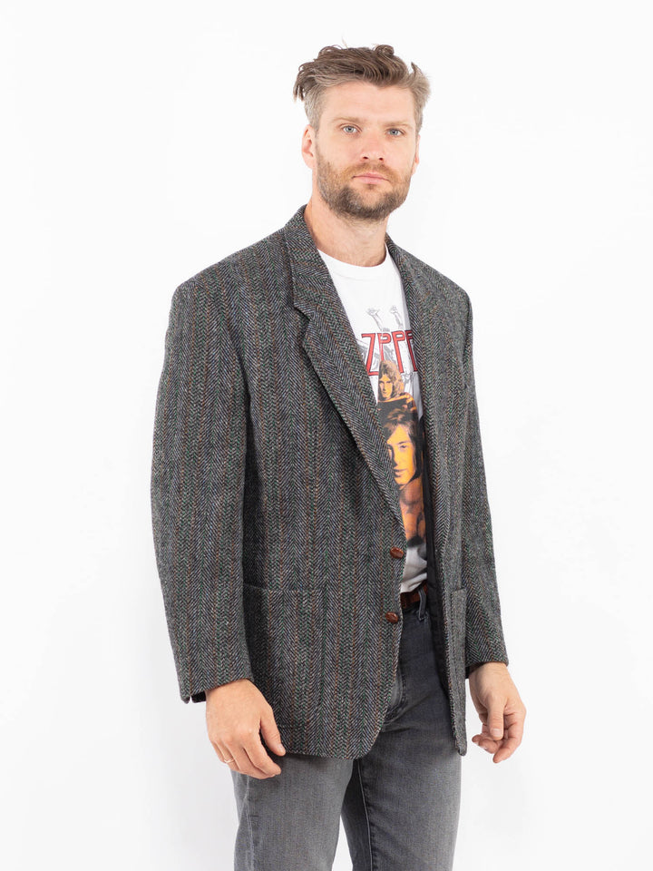 Vintage 90's Men Harris Tweed Jacket in Gray