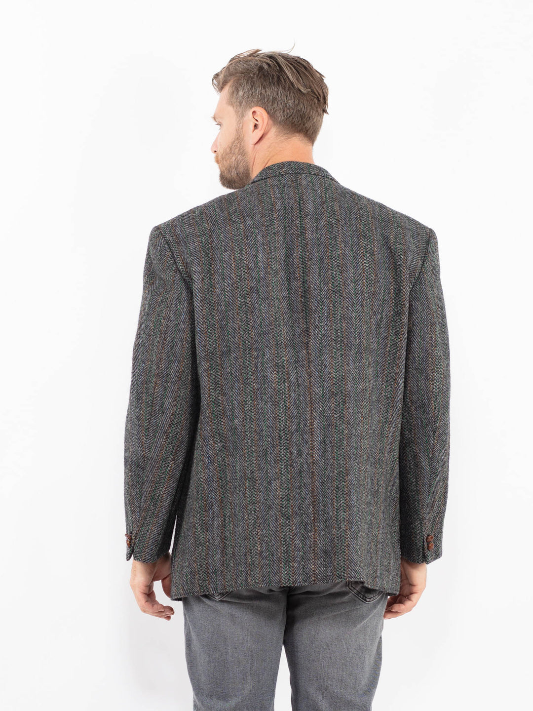 Vintage 90's Men Harris Tweed Jacket in Gray