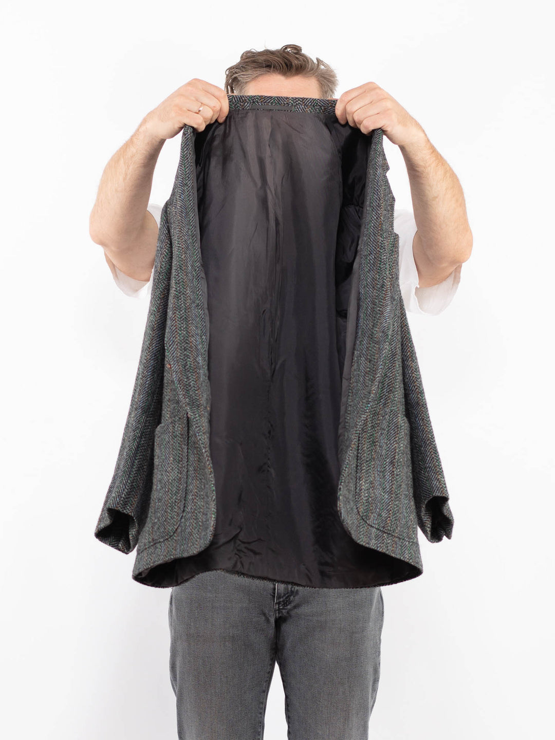 Vintage 90's Men Harris Tweed Jacket in Gray