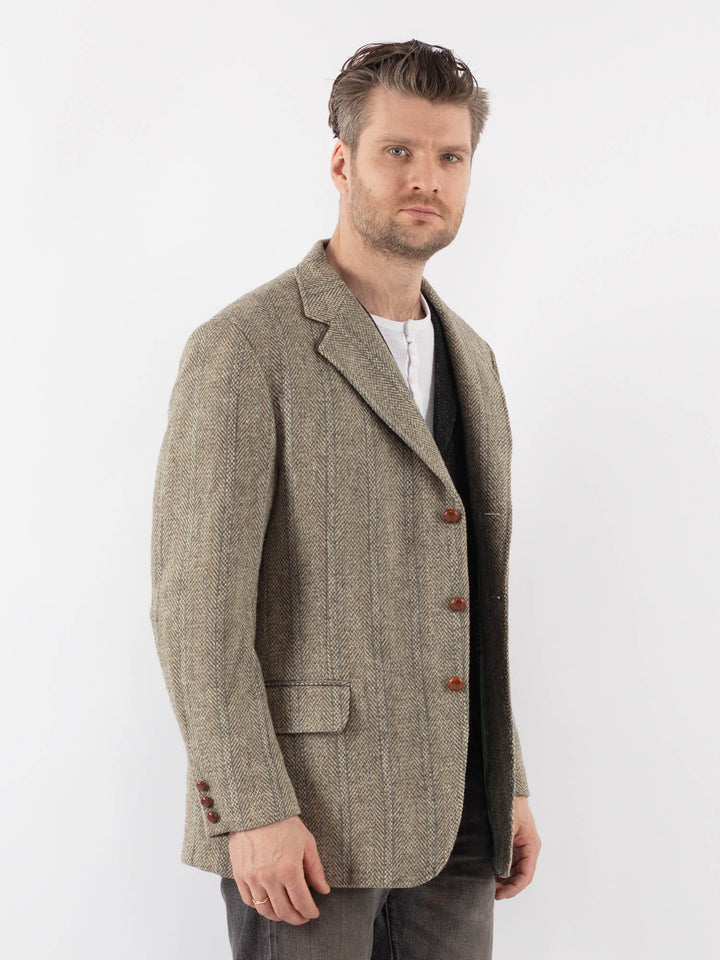 Vintage 70's Men Harris Tweed Jacket in BeigeZ1081