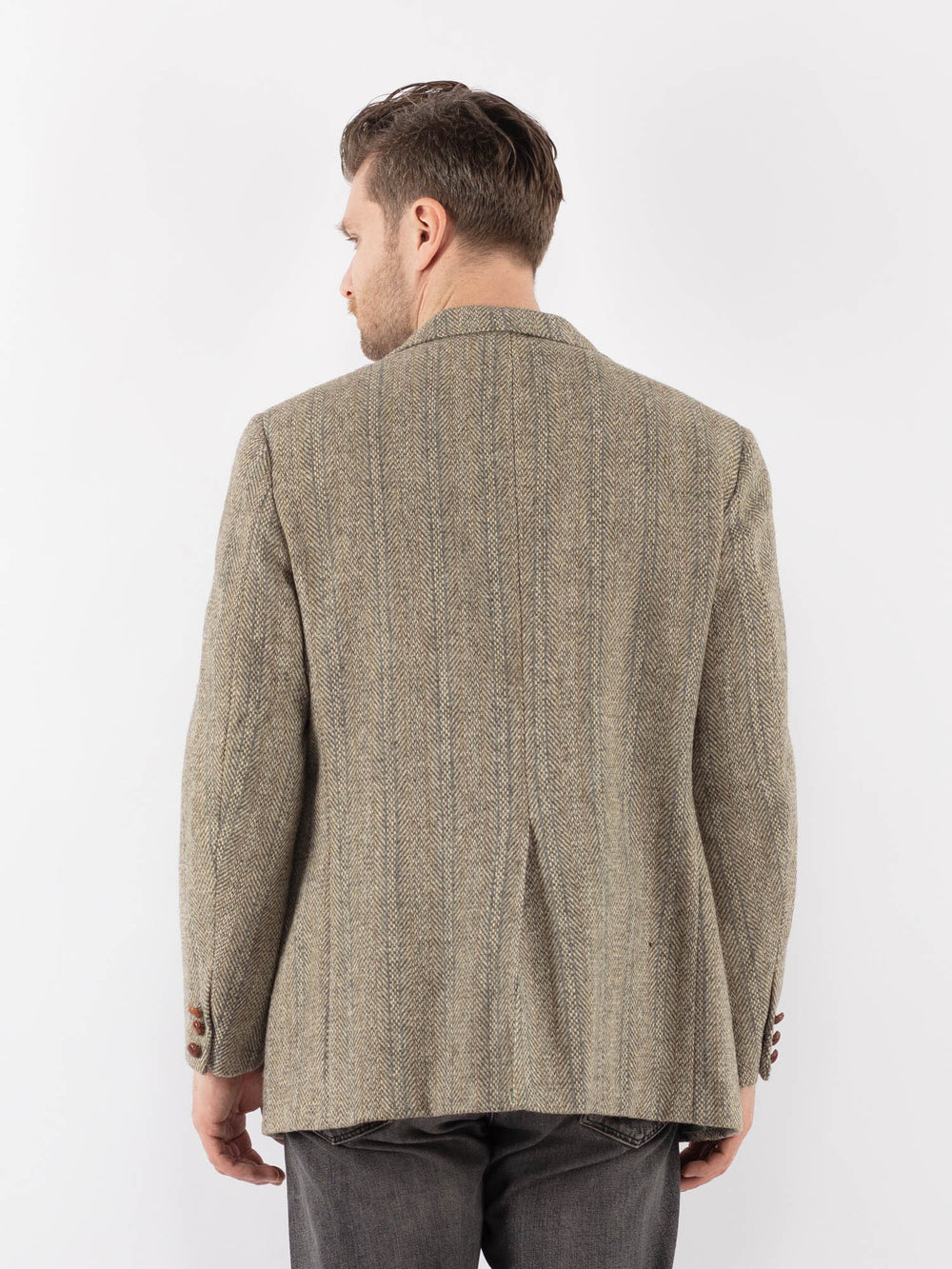Vintage 70's Men Harris Tweed Jacket in BeigeZ1081