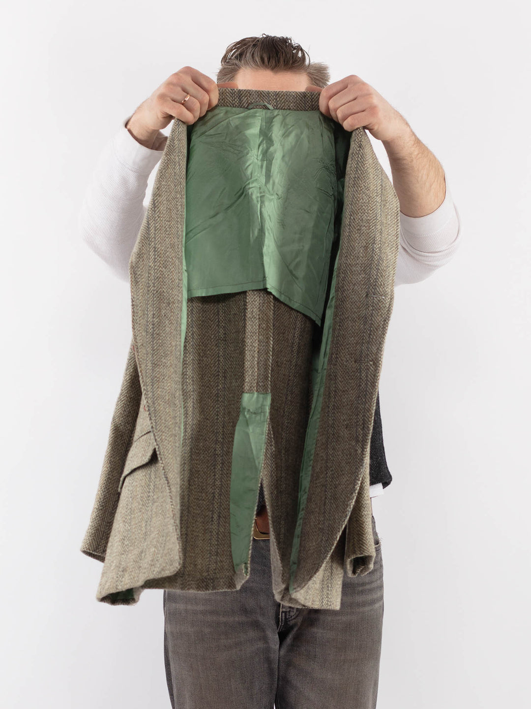 Vintage 70's Men Harris Tweed Jacket in BeigeZ1081