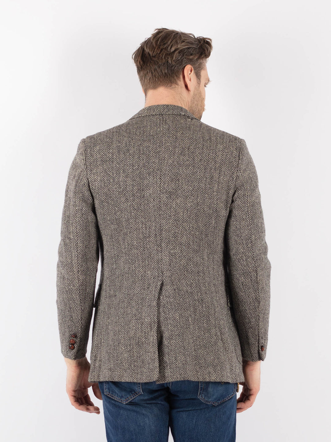Vintage 70's Men Harris Tweed Jacket in GrayZ1198