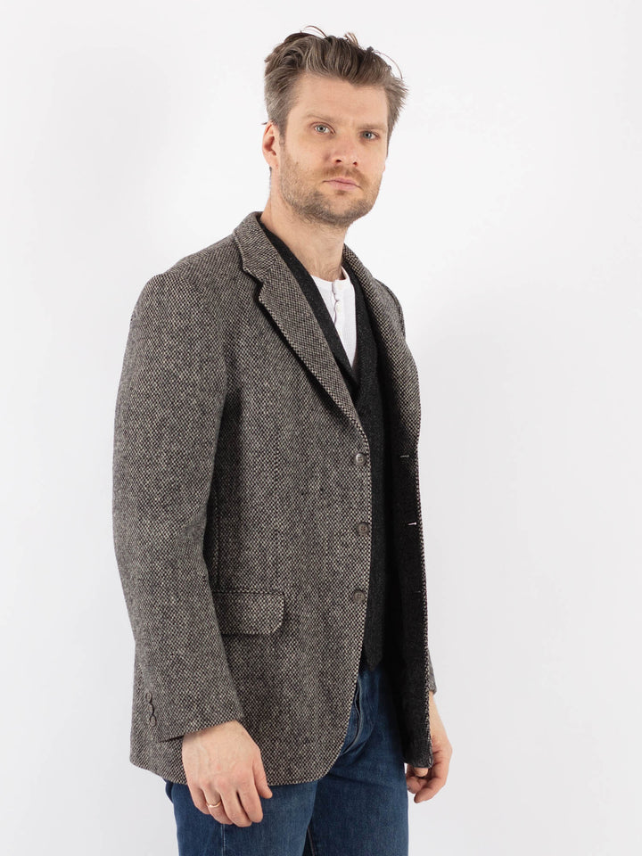 Vintage 70's Men Harris Tweed Jacket in GrayZ1201