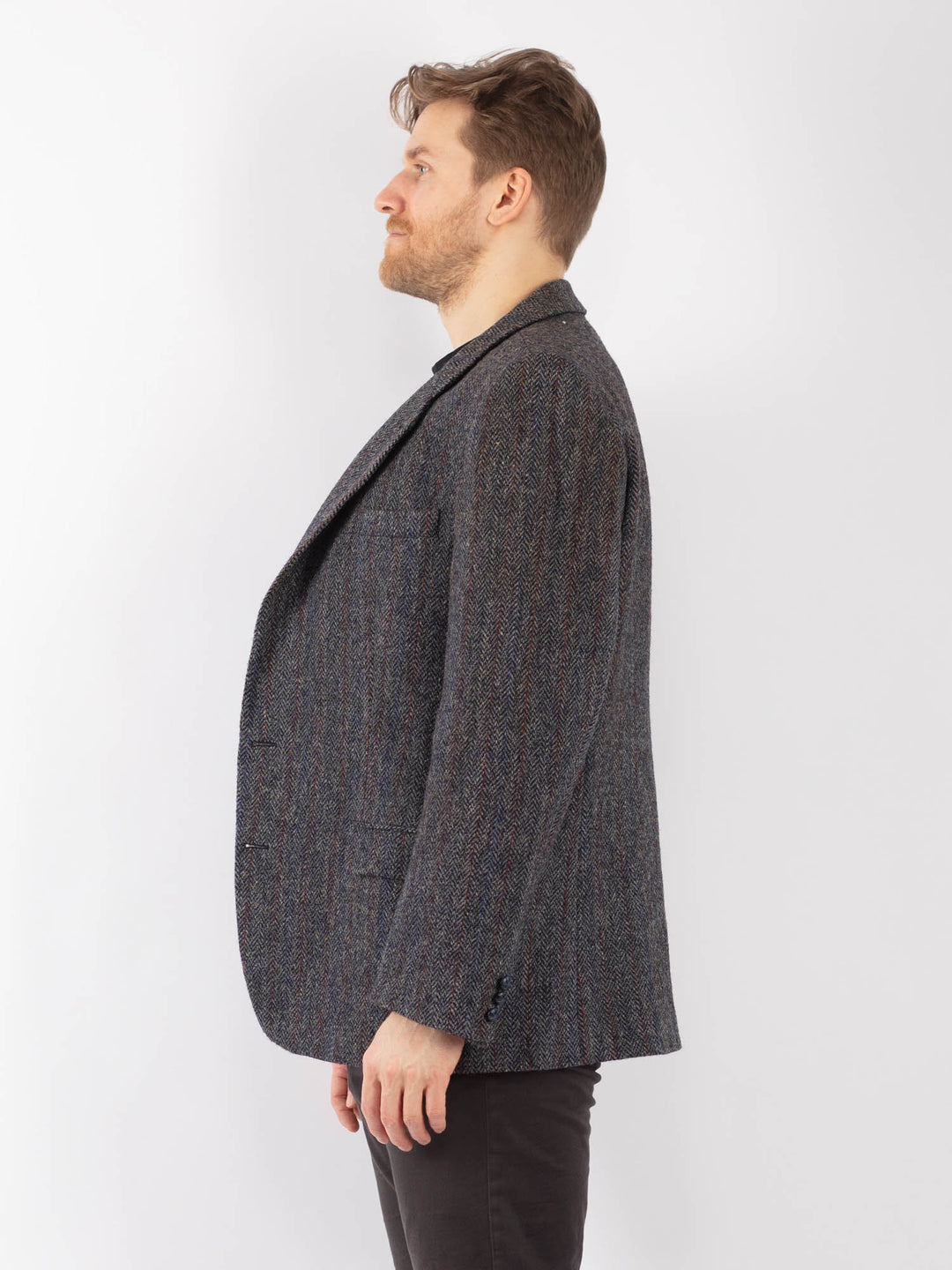 Vintage 70's Men Harris Tweed Jacket in Gray
