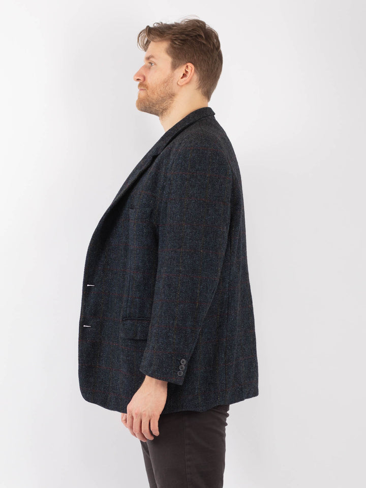 Vintage 70's Men Harris Tweed Jacket in Blue