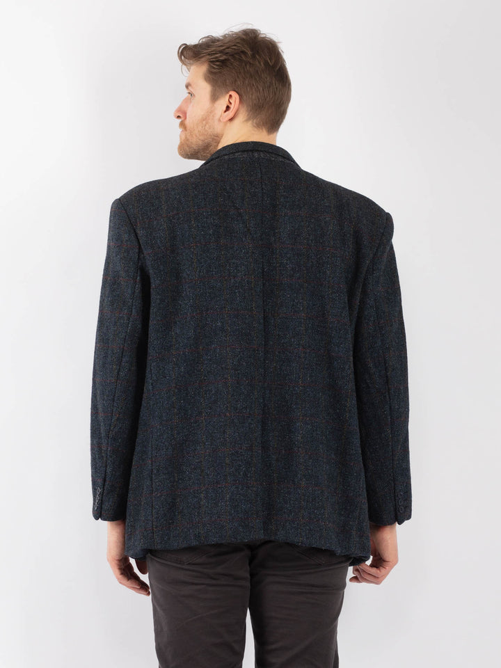 Vintage 70's Men Harris Tweed Jacket in Blue