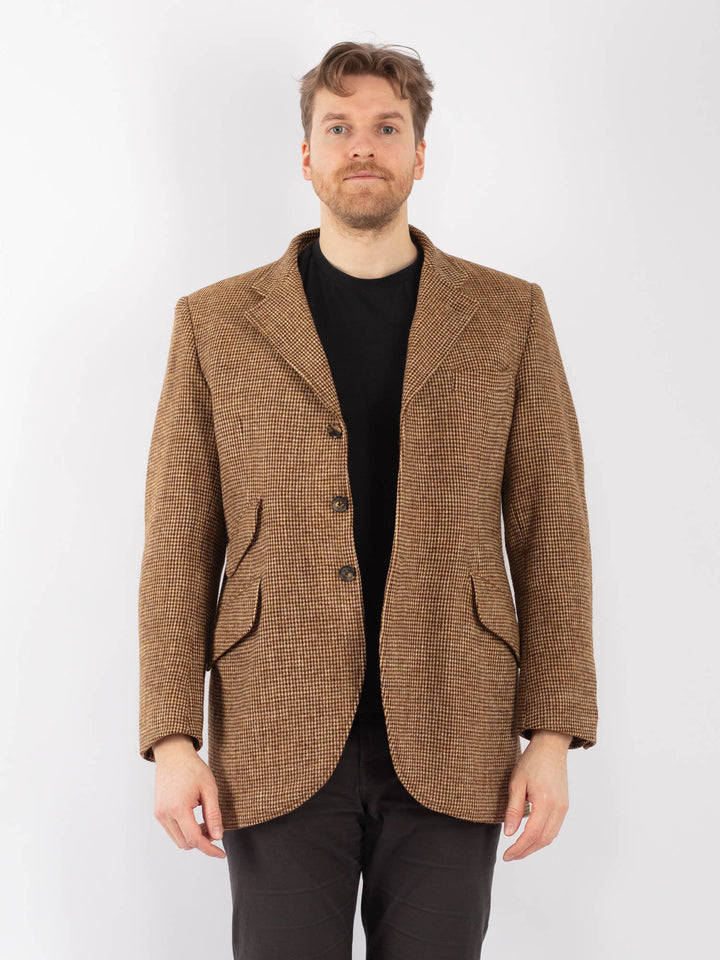 Vintage 70's Men Harris Tweed Jacket in Sand Brown