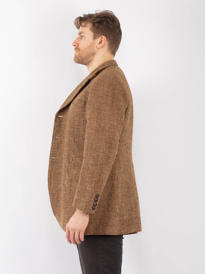 Vintage 70's Men Harris Tweed Jacket in Sand Brown