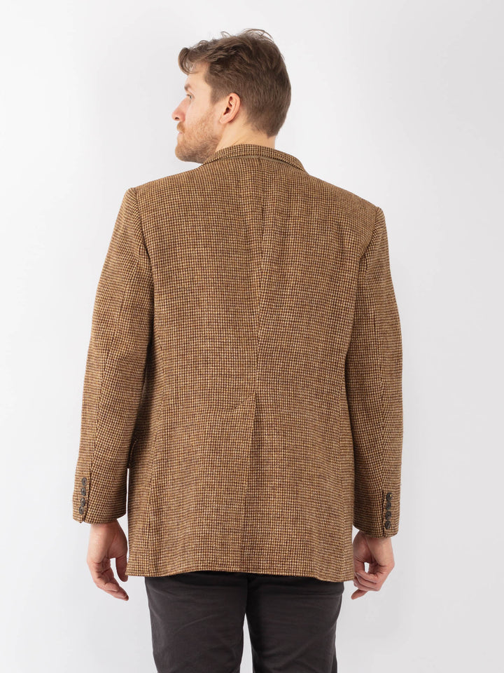 Vintage 70's Men Harris Tweed Jacket in Sand Brown