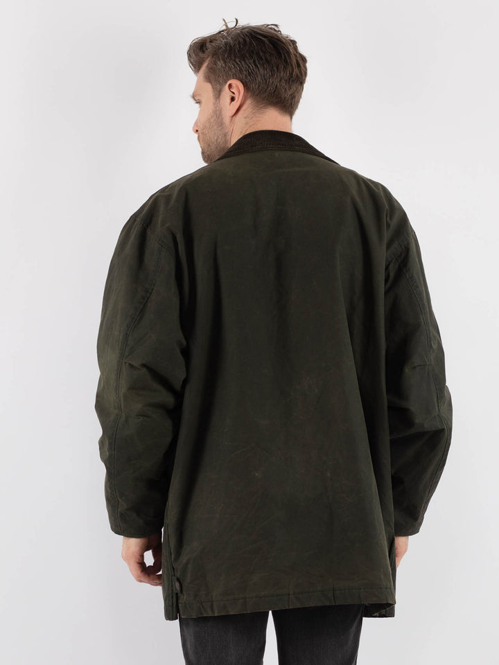 Vintage 70's Men Waxed Canvas Coat in Green - NorthernGrip