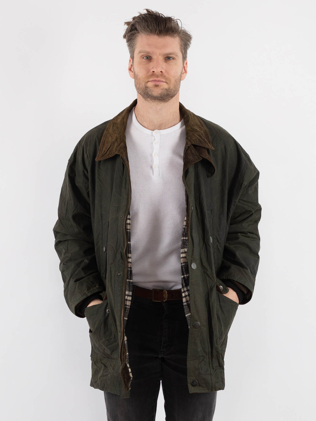 Vintage 70's Men Waxed Canvas Jacket in Green - NorthernGrip