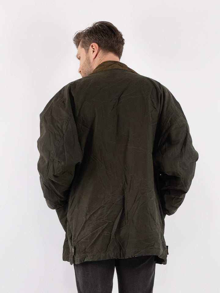 Vintage 70's Men Waxed Canvas Jacket in Green - NorthernGrip